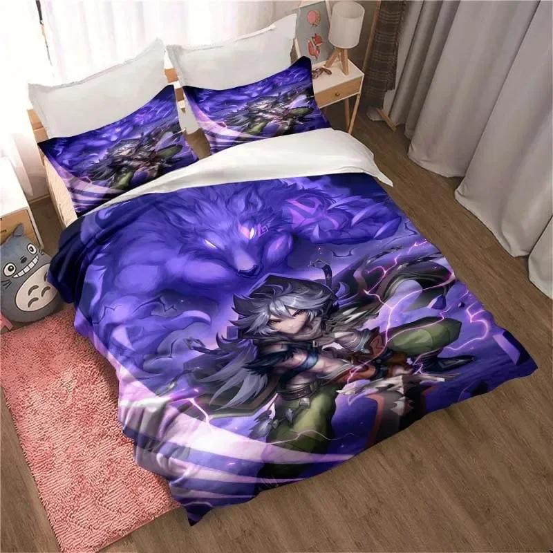 Genshin Impact Game Anime Bedding Set Printed Bed Set With Pillowcase Bed Duvet Cover Soft Single Double Queen Super King Size