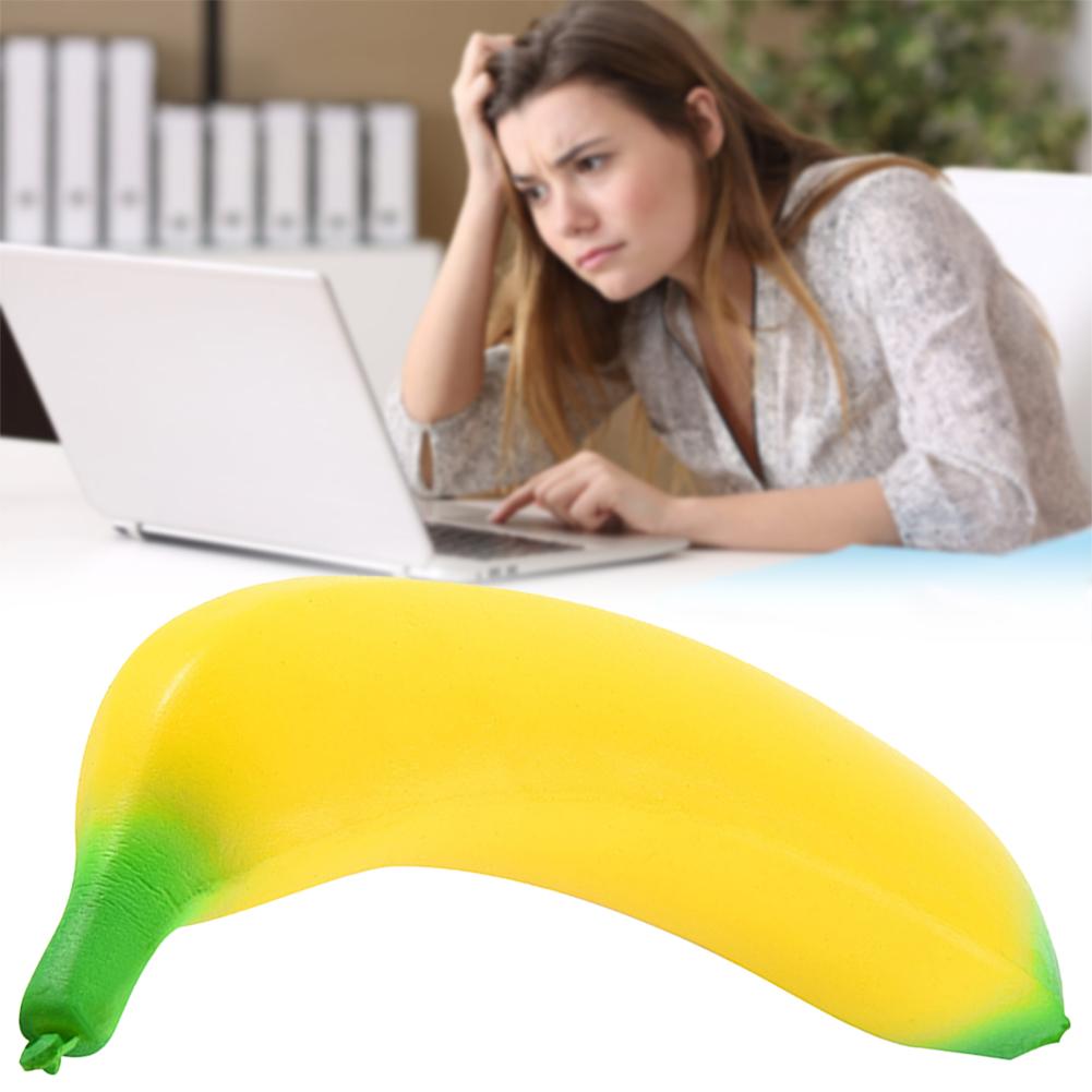Banana-Squishies Squeeze Toy Giant-Squishy-Banana Realistic Fruit Sensory Toy Adult Relieves Stress Squeeze Toy Present