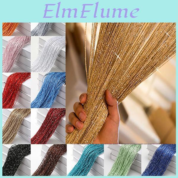 Line Silver 1x2m Shiny Tassel String Curtain Valance Living Room Divider Wedding Window Door Divider Drape Home Decor