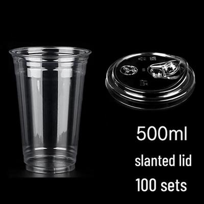 Yunduo 500ml Disposable Plastic Cold Drink Cups with Direct Drink Lids