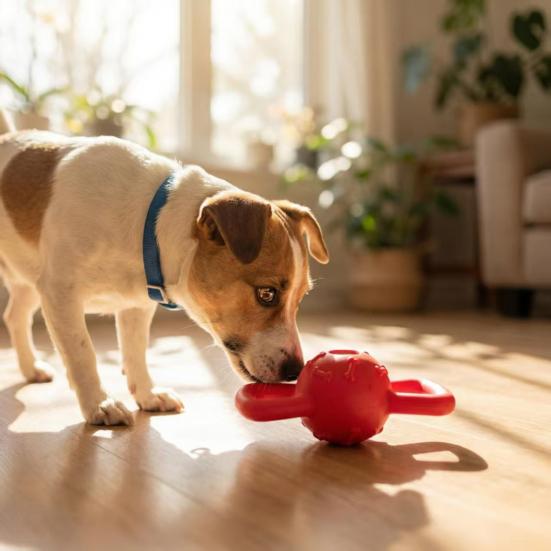 Interactive Dog Toy Squeaky Dog Chew Toy with Dual Handles Textured Tooth Cleaning Toy for Puppy Teething Tug-of-War