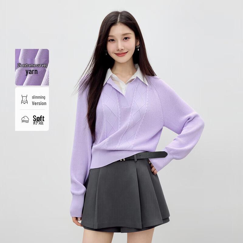 Color Block Mock Two-Piece Knitted Top XL