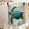 1pc Retro Turtle Design Laundry Basket - Foldable Collapsible Clothes Hamper with Handle, Space-Saving Suitable for Room,, Dorm Storage, Polyester Bas