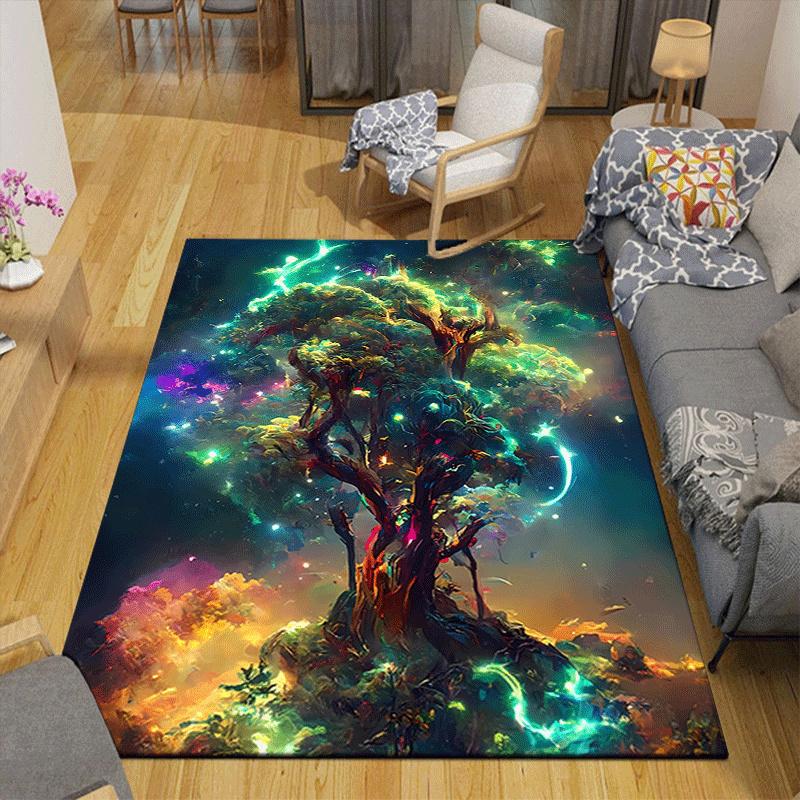 1pc Tree of Life Print, Design Indoor Area Rug - Soft, Anti-Slip, and Durable Gaming Room Decor for Bedroom, Living Room