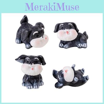 Preciosas Figuras de Resina de Schnauzer Estilo Dibujos Animados Miniaturas Para Decoración y Regalos