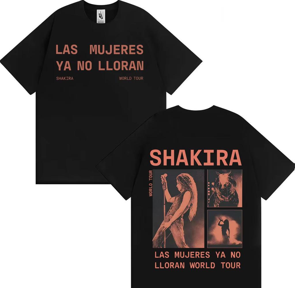 Rapper Shakira Trendy Double Sided Print Tees Fashion Crewneck Tshirt Hipster Mens Gothic Casual Y2K Cozy Short Sleeve Tshrit