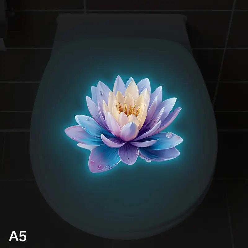 

Самоклеящийся светящийся в темноте стикер на унитаз Лотос Декорация крышки унитаза в ванной комнате Амбиентный декоративный стикер Настенный декор Наклейка A5