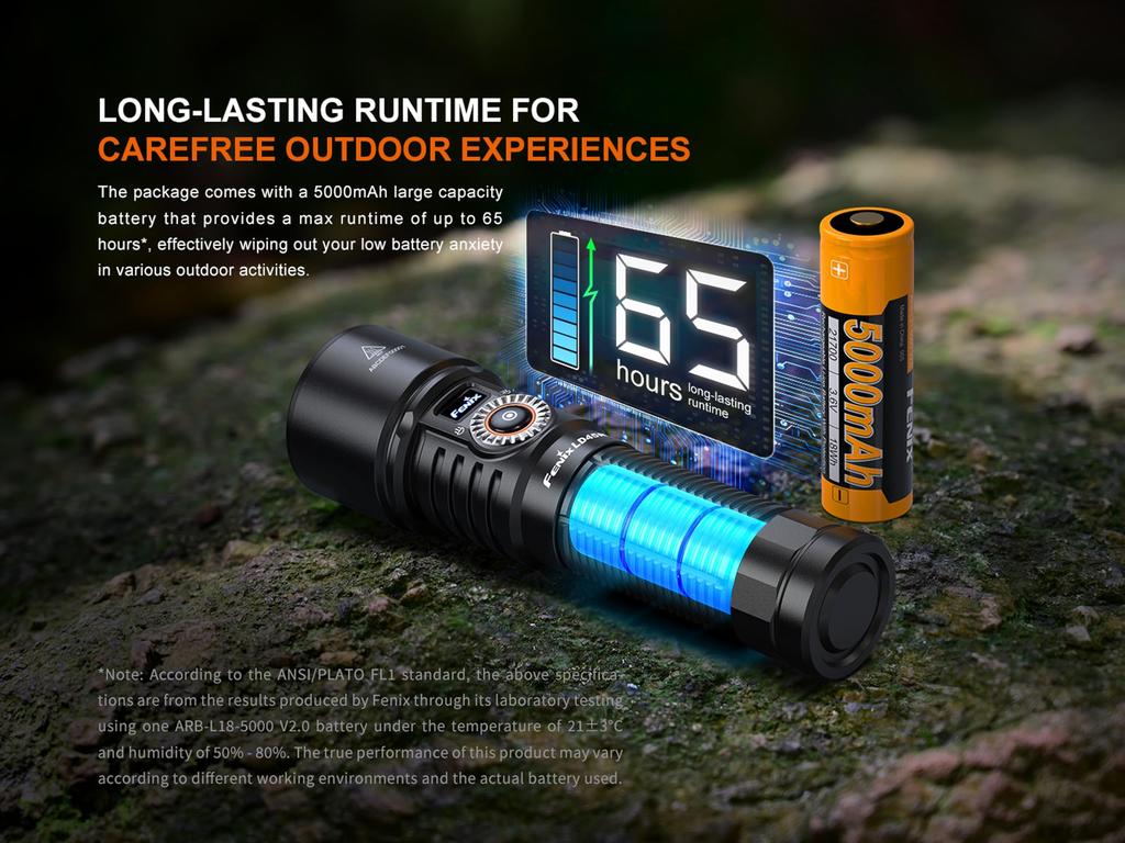 Fenix LD45R Rechargeable Electronic Focus Torch 2800 Lumens 480m Up to 65 Hours Advanced Electronic Focus System with Rotary Focus Control OLED