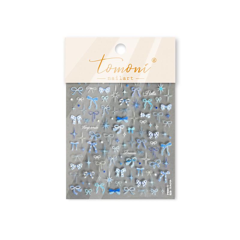 Tomoni Pink Starry Sky Butterfly & Bow Nail Stickers - Sweet Girl Style