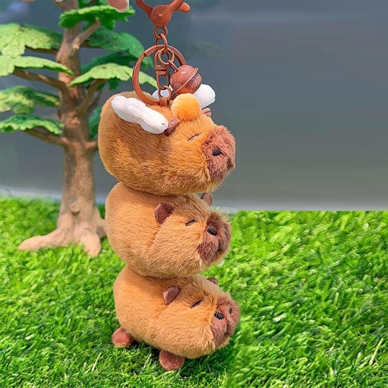 Portachiavi Capibara alla Moda Elegante Colore Fascino Vestito Adorabile Robusto Peluche Ciondolo per Borse e Chiavi Decorazione