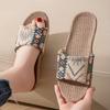 New Women'S Bohemian Style Open-Toe Flat, Lightweight And Fashionable, Featuring Random Prints Suitable for All Seasons, Unisex Casual Slippers