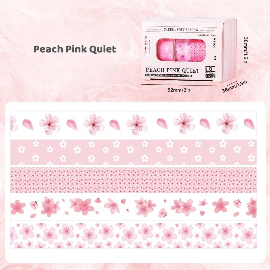 5pcs Sakura Flower Washi Tapes Set Mini Tape Set Adhesive Masking Tape 1cm Decoration Stickers for Diary DIY Handwork