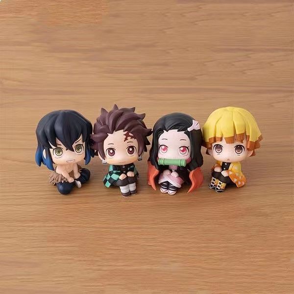 Anime Demon Slayer Kimetsu No Yaiba Q-Version Figur/Plüschtier von Tanjiro Nezuko und Zenitsu als Auto-Armaturenbrett-Ornament/Schreibtisch-Dekoration für Geschenke
