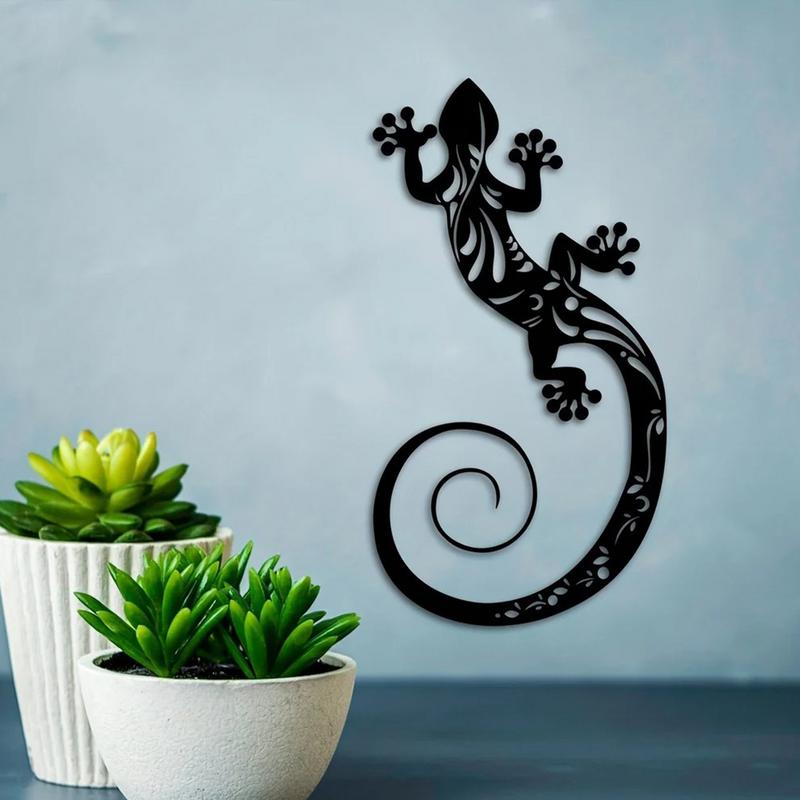 Decoración de Pared de Gecko Decoración de Jardín y Patio de Metal para Gecko Arte Metálico Arte de Hierro Escultura de Pared de Lagarto Escultura Colgante de Arte de Pared de Gecko