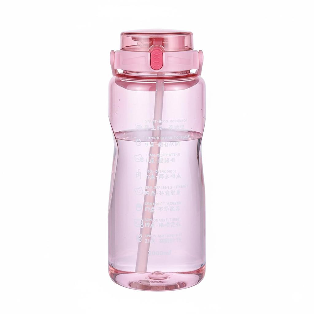 Water Bottle Outdoor Sports Water Bottle Plastic Fitness Water Bottle Extra Large Capacity Kettle with Double Straws