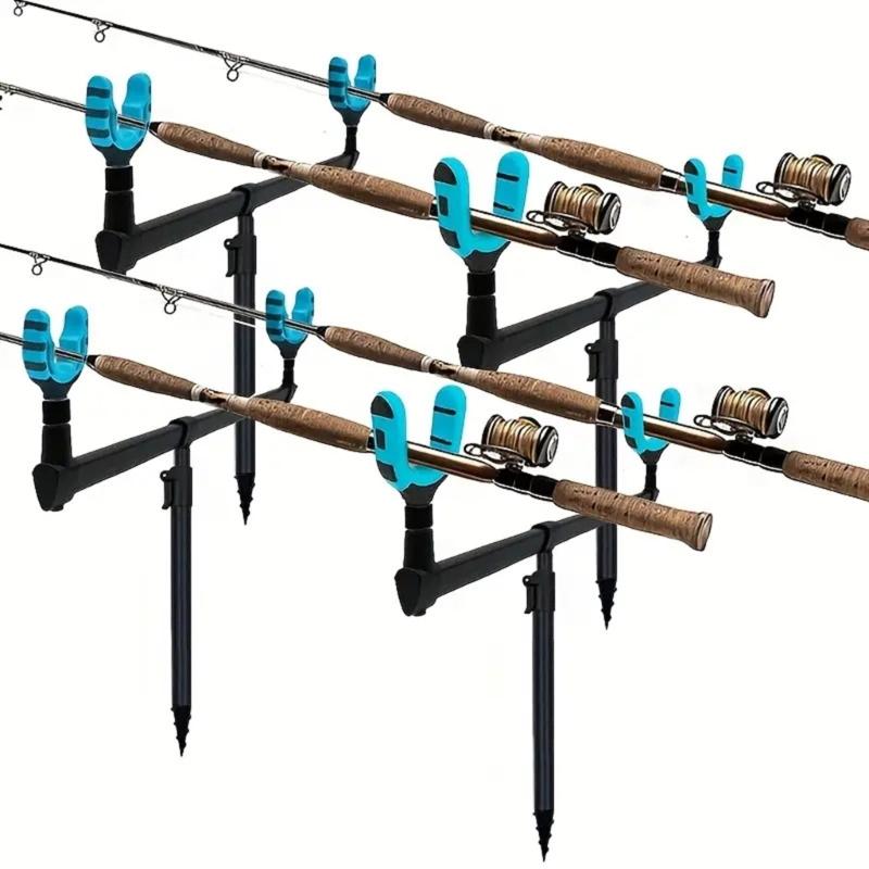 Rod Stand Rack Fixing Bracket with Ground Stake Aluminum Fishing Rod Holder Detachable Fishing Rod Rack Fishing Gear