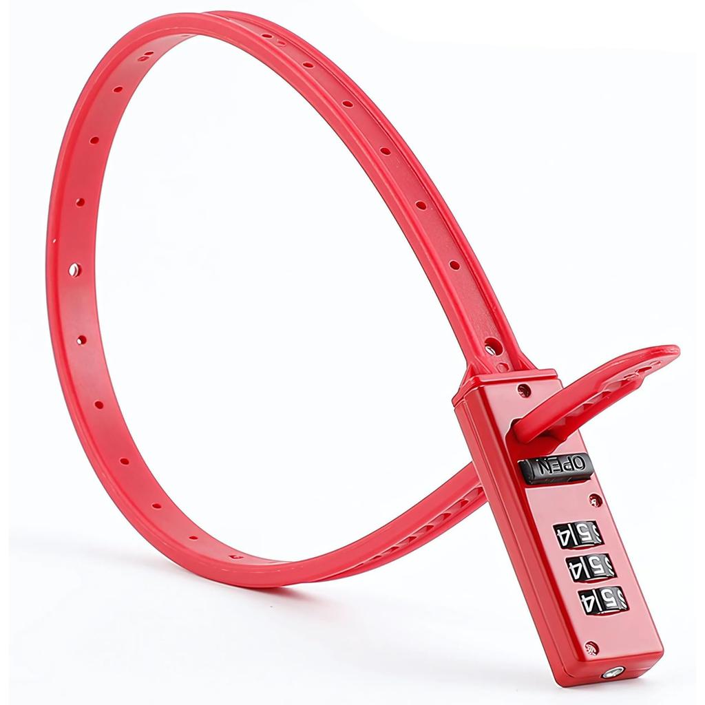 Mellbo Bicycle Combination Lock with Cable Ties and Helmet Lock for Electric Assist Ultra Lightweight and Easy to 530mm Lock, Bicycles, Carry, (Red)