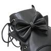 Gdgydh Modische Damen-Ankle Boots mit Schleife Schnürung Blockabsatz 14cm Plateau-Schuhe Reißverschluss seitlich Damen Kurzstiefel Süßes Cosplay
