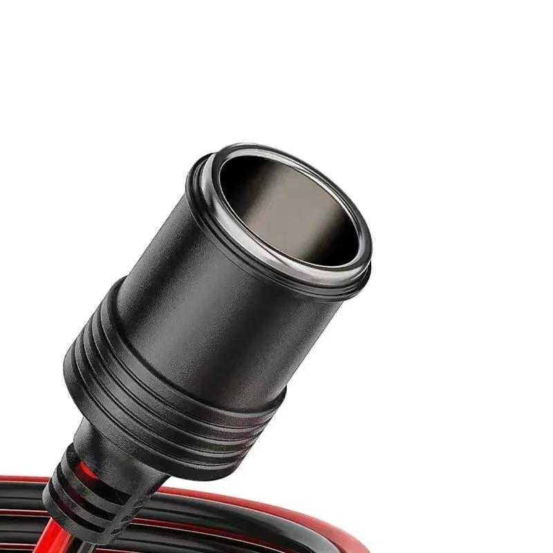 Car High Power Pure Copper Battery With Clip To Cigarette Lighter Female Socket 12V 24V Volt 220W Car Socket Plug