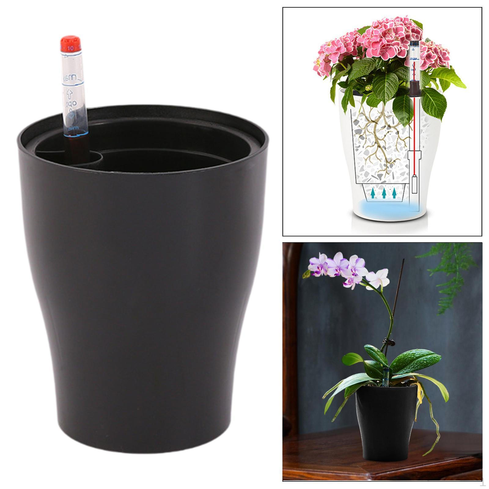 

Самополивающийся горшок для растений Декоративный горшок для комнатных и уличных растений Цветок с индикатором уровня воды чёрный