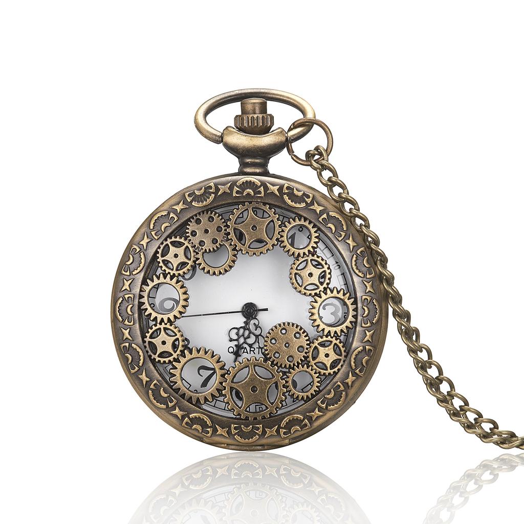 Klasické kapesní hodinky s dutým květem Kreativní překlápěcí digitální náhrdelníkové hodinky Vintage Dekorativní přívěsek na řetízek na svetr pro studenty