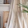 Beige Crochet Splicing Rod Pocket Short Curtain