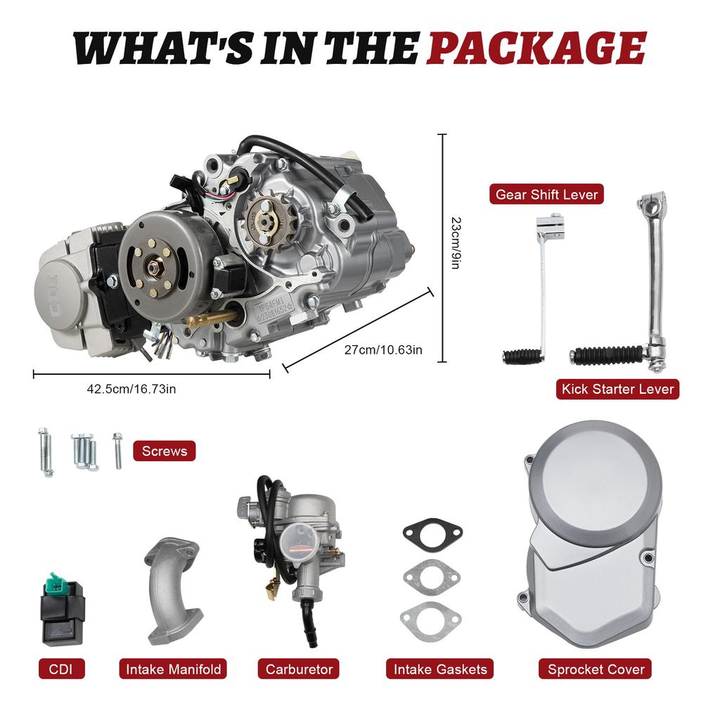 125cc 4-Stroke Engine with CDI Ignition 4-Speed Pit Dirt Bike Engine Kit for Honda CRF50 CRF70 XR50 Dirt Bikes and ATVs
