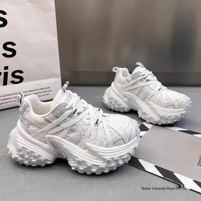 Women's European Style Thick-Soled Dad Shoes: New Autumn Mesh Breathable Height-Increasing Casual Sneakers