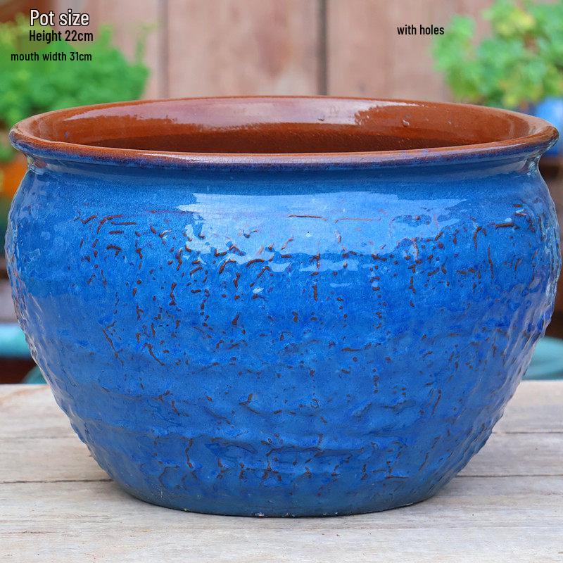 Retro Ceramic Wide Mouth Flower Pot - Tree Trunk Design for Succulents, Bougainvillea, Hydrangea, Roses  