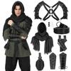 Elegant 3-Piece Renaissance Viking Costume Set with Retro PU Leather Pauldrons