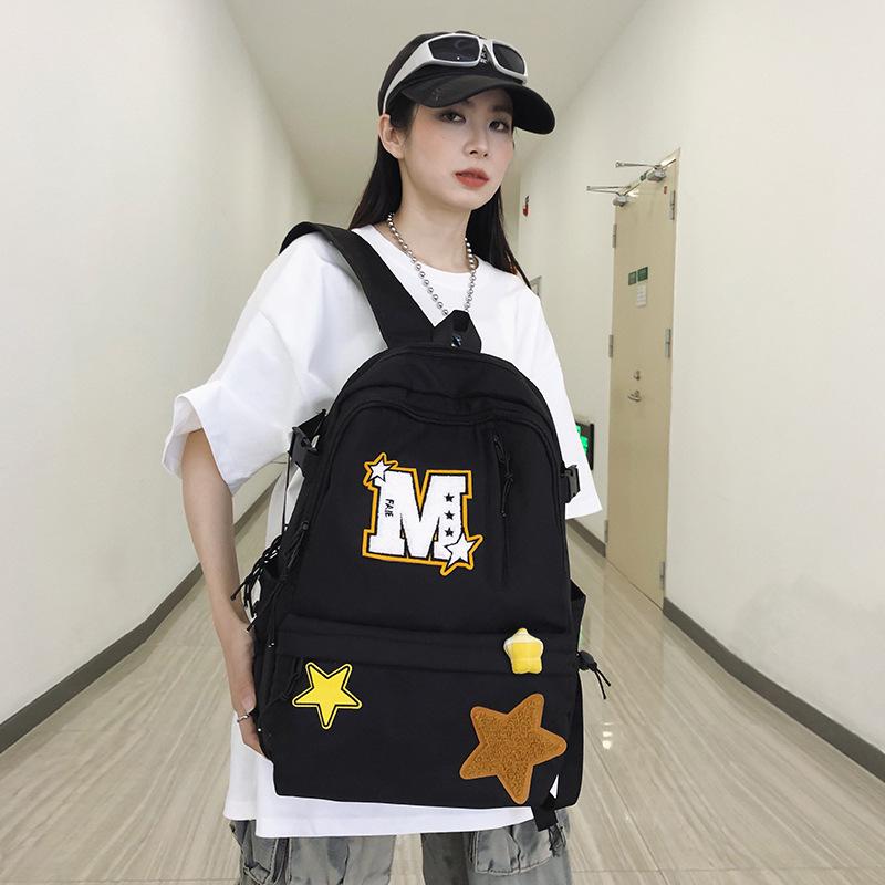 Plecak Ucznia Liceum, Plecak Ucznia Liceum o Dużej Pojemności w Stylu Koreańskim, Modny i Uroczy, Plecak Ucznia z Gwiazdą
