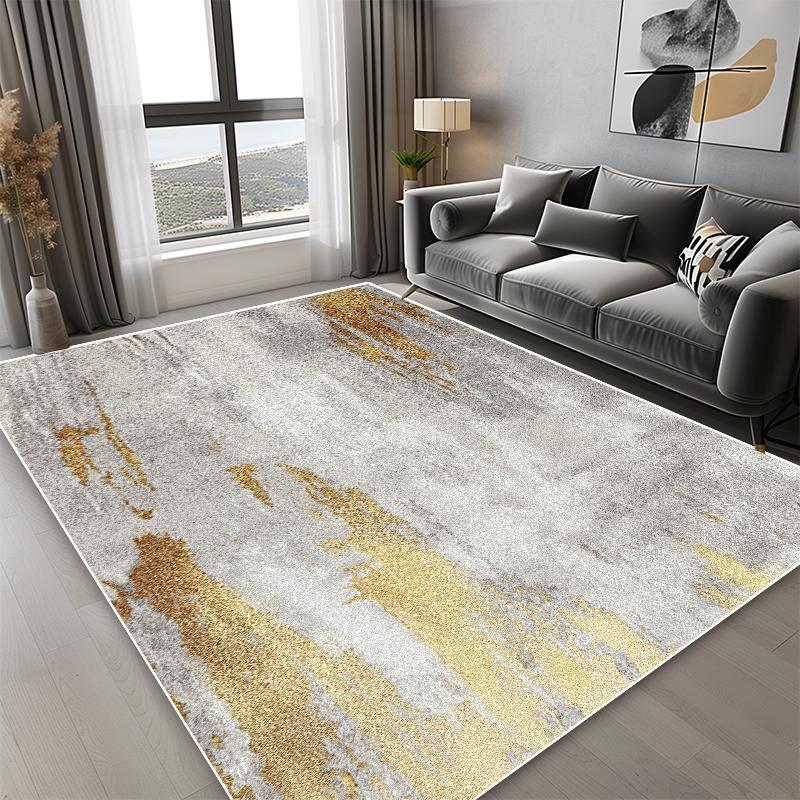 Severský moderní koberec se zlatou linií do obývacího pokoje, luxusní domácí dekorace, protiskluzový koberec velkých rozměrů pod pohovku, ložnice, šatna, vchodová rohožka