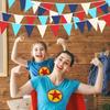 32Ft Red Blue White Nautical Pennant Banner Fabric Triangle Flag Bunting Garland Streamer for Nautical Theme Birthday Ahoy Achor Pirate Baby Shower