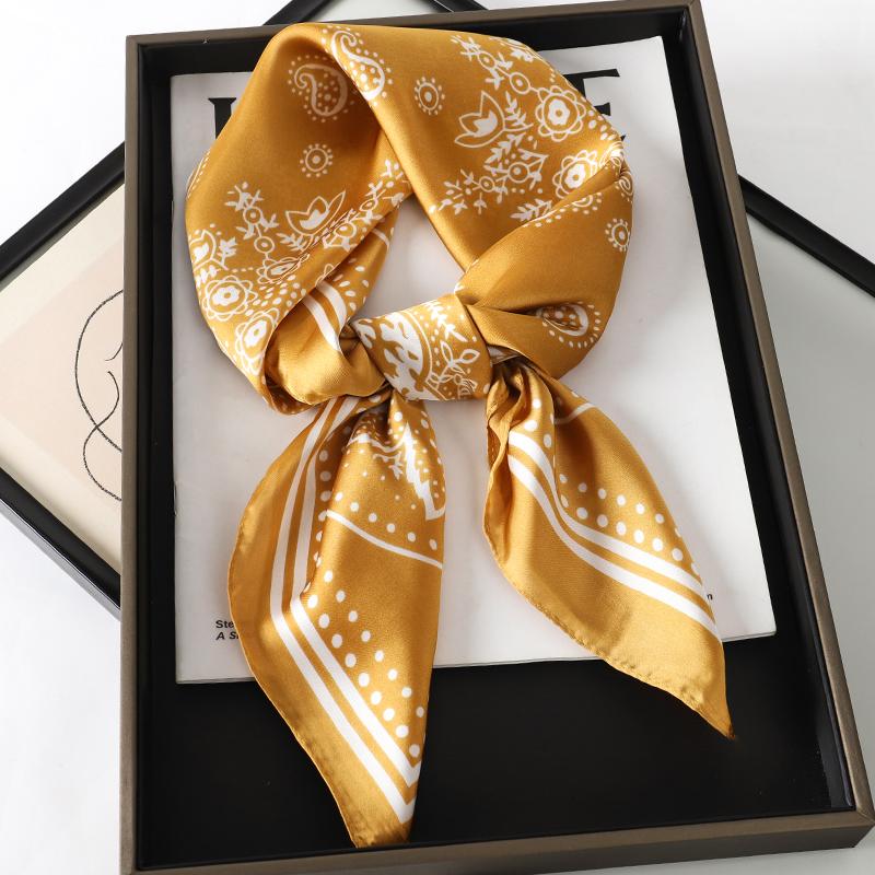 Fashion Print Silk Hairbands Scarf Women  Spring New Elagant Floral Bandana Neck Kerchief Head Bands Foulard Female Scarfs
