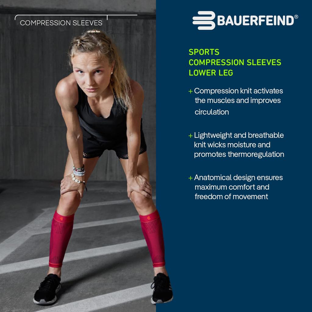 BAUERFEIND SPORTS COMPRESSION SLEEVES LOWER LEG Compression Sleeves Lower Sports Leg Sleeves for Made In Proper Compression Suppresses Muscle