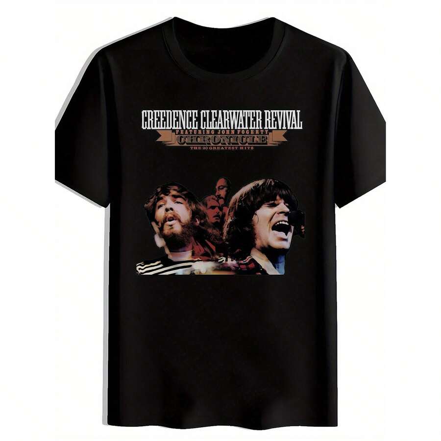 

Men s Creedance Clearwater Revival Vintage Band Graphic T-Shirt - Black Short Sleeve Round Neck 5XL різнокольоровий