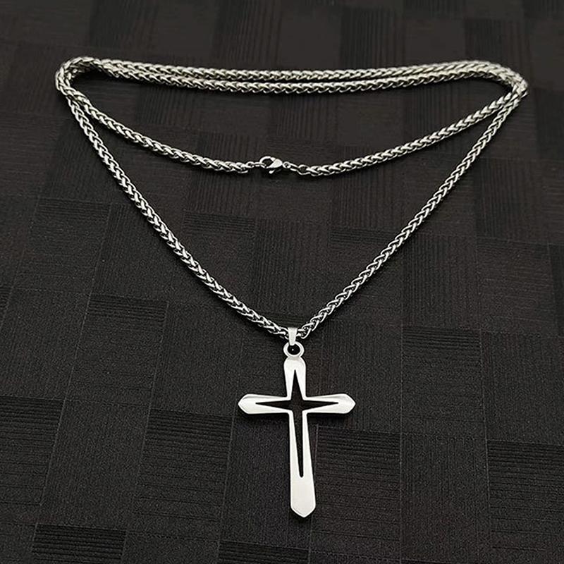 Personality Hollow Cross Pendant Necklace For Men Women Minimalist Punk Party Jewelry Gifts