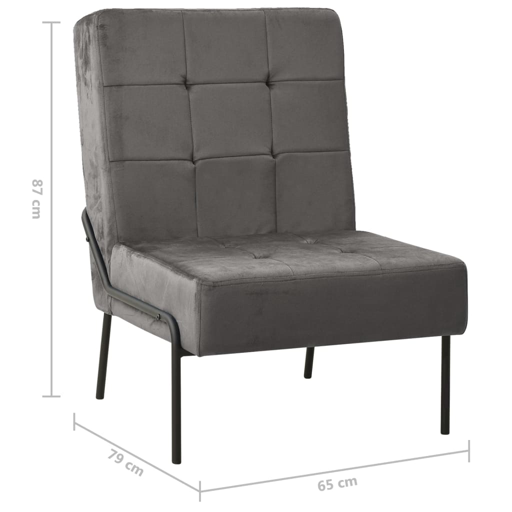 Vidaxl Fotel, 65X79X87 Cm, Ciemnoszary, Obity Aksamitem