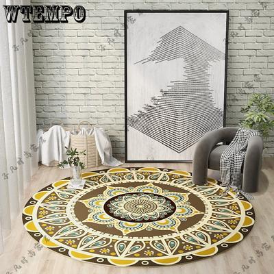 Dywan Retro Czeski Okrągły Nocny Geometryczna Mata Podłogowa Salon Wystrój Domu