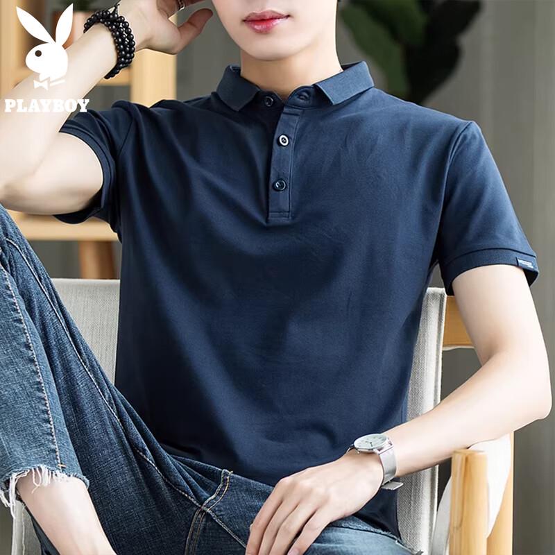 PLAYBOY Men s Summer Thin Cotton Polo Shirt 4XL