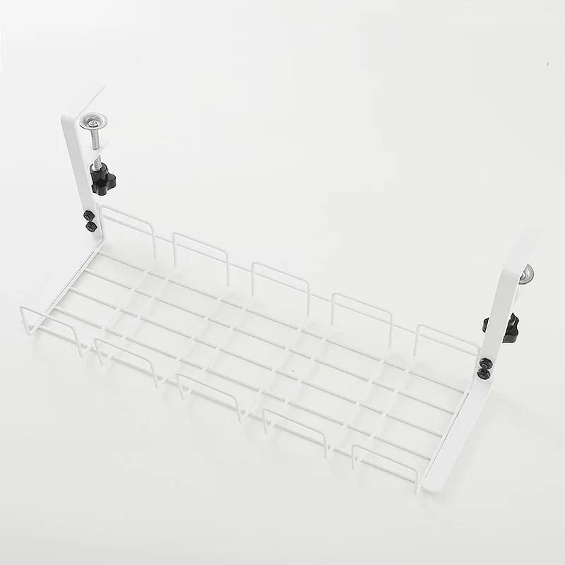 

Under Desk Storage Rack Metal Cable Management Tray No Drill Wire Organizer for Home Office Computer Desk Kitchen Shelf rack белый