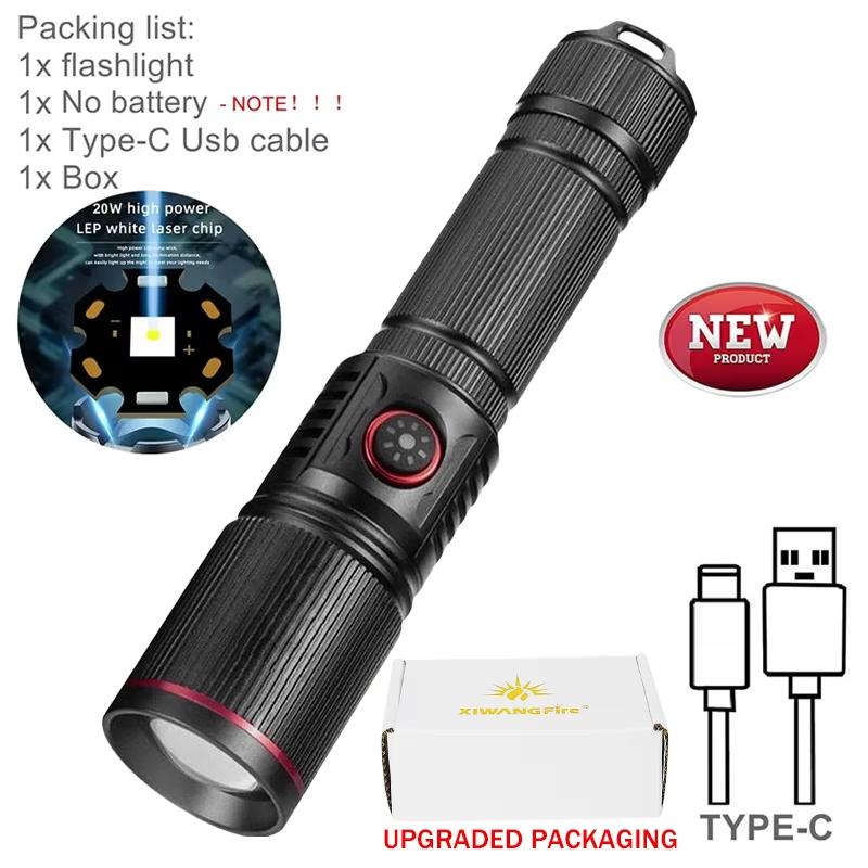 Upgrade 30W Zoom LED High Power flashlight USB Rechargeable Torch Camping Outdoor Hunting Fishing Walking Lighting Lamp