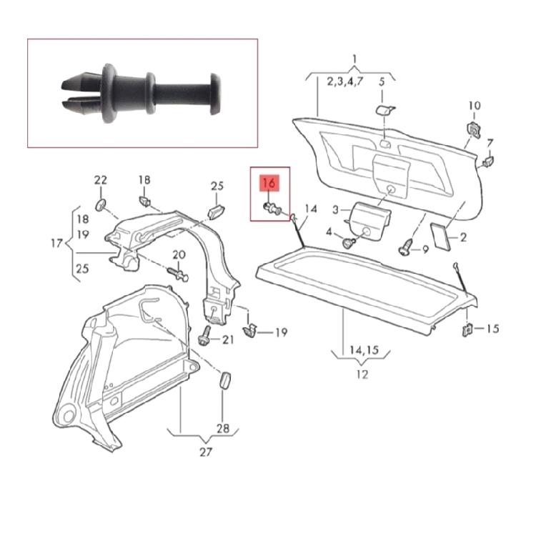2ks 1M6867574A Popruh na plato kufru Klipy na šňůrku Držáky klipů na šňůrku pro MK5 MK6 Snadná instalace