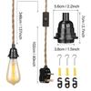 4.5/3.5M Pendant Lights Ceiling Lighting Fitting E27 Lamp Bases Suspended Kit with Plug In Cord Hemp Rope Rustic Hanging Lamps