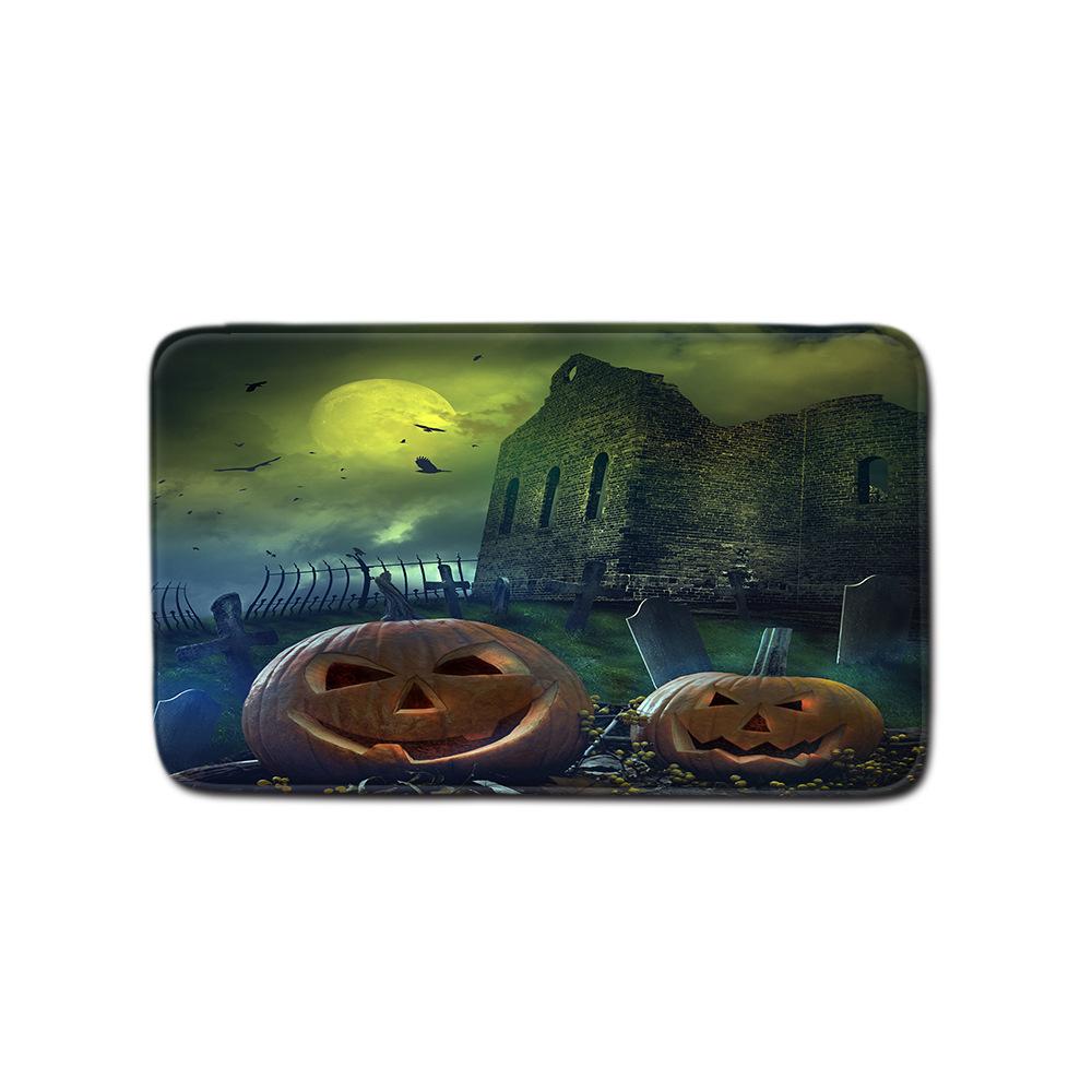 Halloween Shower Curtain Floor Mat Combination Four-Piece Household Door Mat Bedroom Non-Slip Carpet
