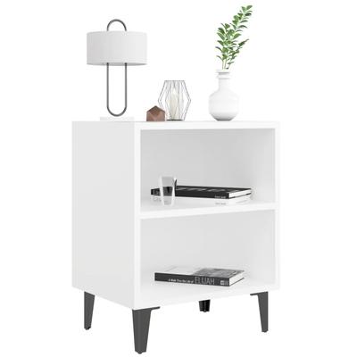 Nightstand with Metal Legs White 40 X 30 X 50 Cm