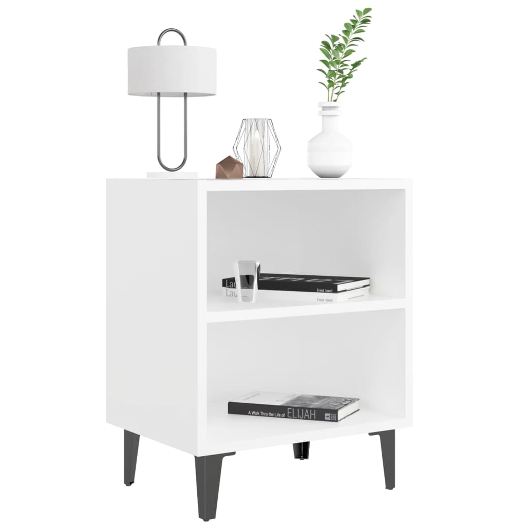 Nightstand with Metal Legs White 40 x 30 x 50 cm