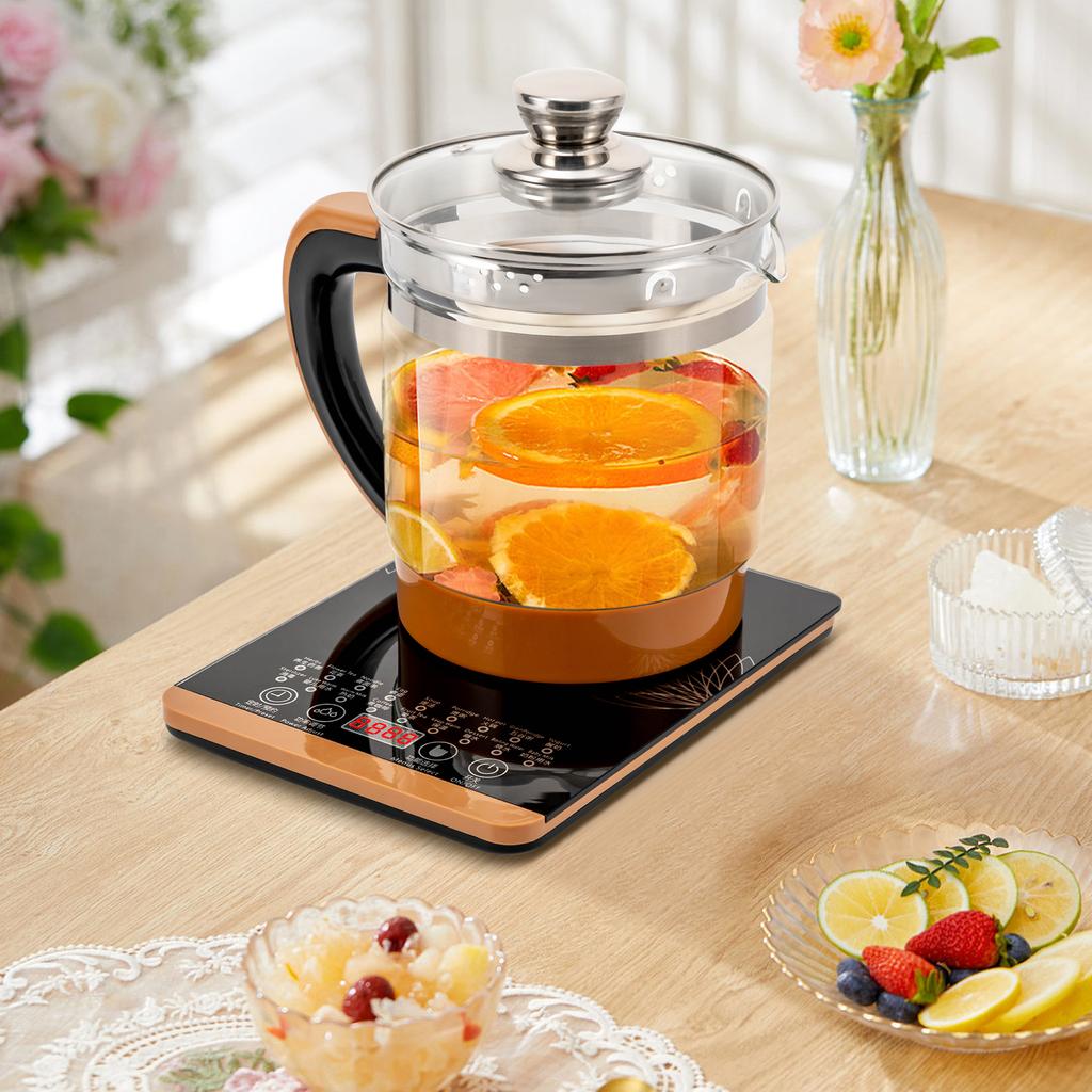 1.8L Multifunctional Glass Kettle Health Pot Tea Maker Household W/Filter Digital Heating Base For Medicine Meals/Scented Tea