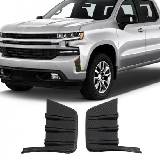 Front Bumper Panel Decor Cover Trim For -21 Chevy Silverado 1500 CarbonFiber
