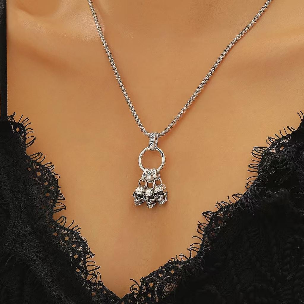 Men's Punk Skull Bracelet – Vintage Metal Biker Chain, Trendy Gothic Jewelry, Cool Cross-Border Hot-Selling Accessories